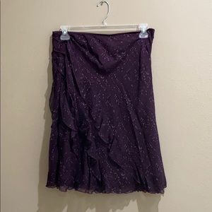 Silk Ann Taylor Burgundy Ruffle Skirt Size 12